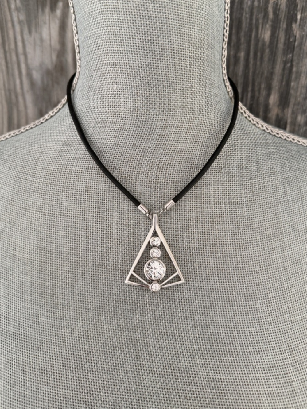 Vintage Butler Crystal Triangle Necklace